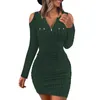 Casual Dresses Women Sticked Dress Elegant V Neck With Off Shoulder Design Slim Fit Mante For Fall Winter Women's Commute Mini