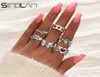 Sindlan 6pcs Gothic Silver Color Grimace Finger Ring Set for Women Charm Punk Heart Wing Butterfly Female Emo Jewelry Anillos Q0706670528