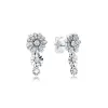 Ohrringe Authentic 925 Sterling Silber Sparkling Flower Trio Bolde Ohrringe für Frauen Clear Cz Ohrmode Feinschmuck Brincos Großhandel Großhandel