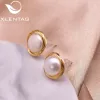 Earrings XlentAg Minimalist Natural Freshwater Pearls Stud Earrings For Women Handmade Wedding Gifts Bohemian Vintage Fine Jewerly GE0938