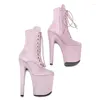 Dance Shoes Leecabe 20CM Pole Dancing Purple Suede Covered High Heel Platform Boots Closed Toe Dancie Boot