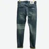 24ss início da primavera novo original único masculino lavado jeans listras clássicas high-end casual pequenas pegadas flor magro estiramento jeans 143631