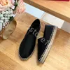 Classic Designer Womens Fisherman Dress Shoes Designer Flat Casual Cow Leather Loafers Moccasins Summer Walk Comfort canvas Slip On Rubber Sole Flats With Box 35-42