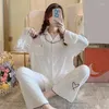 Home Clothing Shirtpants Nachtwäsche Ärmel lange Nachtwäsche Dessous Frühling Frauen Kleidung Set Casual Pijamas PJS Anzug Anzug 2pcs Pyjamas