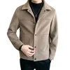 Men's Jackets Jacket Autumn Winter 2024 Youth Casual Woolen Coat Long Sleeve Single Breasted Pockets Outerwear Cardigan Male Tops