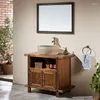 Bathroom Sink Faucets Cabinet Customized Classical Wash Basin Wood Color Washstand Face Washing Combination