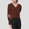 Women's Blouses Birdtree Mulberry Silk Long Sleeve Shirt Commuter Crepe De Chine 2024 Fashion V-neck Blouse T37651QC