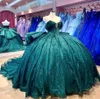 Emerald Green Sparkly Princess Quinceanera Dresses Off Shoulder Corset Boning vestidos de 15 anos quinceaneras 2024 Prom