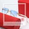 Buffs Neueste Modemenschen Designer Sonnenbrille Frau Brille Holzbankt Schläfe Diamant Randless Rechteck Sonnenbrille Freizeit Sonnenschutz Anti Ultraviolett Eye 868