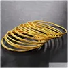 Bedelarmbanden Armbanden 10 stuks Groothandel Dames Dunne Armband Geel Goud Gevuld Gladde Pen Bangle Dia 6 Cm / 6,5 Cm Drop Delivery Jewe Dhouj