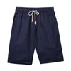 Shorts masculinos clássico cor sólida natação mens cordão duplo bolso placa calças havaianas joelho troncos pantalones cortos