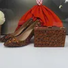 Robe chaussures café cristal mariée et sac ensemble femmes talon mince soirée de mariage pompes hautes femme femme