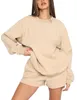 AL-94 New 3D Logo Round Neck Long Sleeve Fitness Yoga Sweatshirt Top+Shorts Set Hoodie Women's fashion Casual Shorts Set