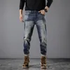 Jeans pour hommes 13,5 oz 99% coton rouge selvedge denim hommes rétro en détresse lourd brossé blanc lavé pantalon droit pantalon de mode