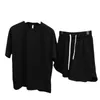 Summer Mens Casual Waffle Tshirt and Shorts Couple sätter mode 2 stycken Tracksuits 240402