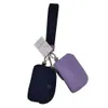 LL506F Womens New Dual Key Pouch Wristlet Clutch Bag Designer Wallet Purse Cardholder Coin Purses Keychain Nylon Canvas Wallets
