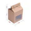 Confezione regalo 500 pz/lotto Carta Kraft Sacchetti per feste/cerimonia nuziale Torta/cioccolatini/caramelle Imballaggio Stand Up Food Trasparente PVC Finestra Guarnizione Scatole