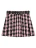 Gibsie Plus Size Mini Mini Skirt 2023 Autumn Corean Preppy Style Vintage Plaid Print High Weist Y2K تنانير قصيرة 240321