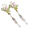 Hair Accessories Girl's Hanfu Side Clips 2 Pieces Glaze Flower Weaving Jewelry With Tassel For Gown Dress Hairstyle Making Tools