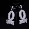 HELLOIPHOP Iced Out O Block Letter Pendant Real Gold plaqué Cubic Zirconia Micro Pave Men Femmes Hip Hop Bijoux