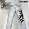 Men's Jeans New Fashion Slim Jeans 24SS Purple Brand 1 1 Fall/Winter Jeans High Strt Blue Printed Letter Jeans T240402