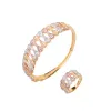 Bangles Luxury Fashion Classic Tricolor Armband med ringdräkt Koppar Zirkonsmycken Bröllop Engagement Party Jewelry B1089