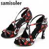 Scarpe da ballo Samisoler Moda Salsa Raso Latino MacioCloth Collocazione Nastri Ballroom Women Competition