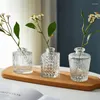 Vases Petit vase en verre gaufré Mini arrangement de fleurs hydroponiques Décoration de salon Terrarium clair