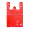 50pcs 빨간 비닐 봉지 슈퍼마켓 식료품 선물 쇼핑 가방 핸들 조끼 가방 부엌 저장 깨끗한 쓰레기 가방