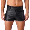 Shorts masculinos Shorts de couro PU para pole dancing totalmente forrado látex boxe shorts bolsos punk bagagem clube roupas carnaval roupasC240402