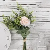 Decorative Flowers Home Decoration Farmhouse Decor Elegant Artificial Roses Eucalyptus Centerpiece For Coffee Kitchen