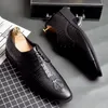 Dress Shoes British Pointed Black Crocodile Pattern For Men Designer Wedding Homecoming Business Flats Footwear