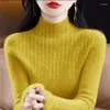 Women's Sweaters Elegant Half Turtleneck Knit Pullover Womens Clothes 2024 Autumn Winter Slim Long Sleeved Diamond Inlay Knitted 112