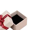 Presente Envoltório Brinco Caso Display Fita Vermelha Bowknot Anéis Bege Cor Caixas Jóias Caixa De Papel Embalagem