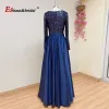 Kits Elegant Muslim Sequin Evening Night Dresses for Women 2023 Long Sleeves Sweetheart Aline Satin Wedding Prom Formal Party Gowns