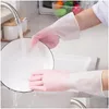 Engångshandskar 1Pair Sile Cleaning Dishwash Scrubber Dish Washing Sponge Rubber Tools Drop Delivery Home Garden Kitchen Dining B Otbad