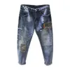 Automne mode belle personnalité rétro patchwork jeans hommes vieux patch trous déchiré jeans pantalon cargo pantalons hombre 240318