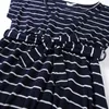 Womens Maternity Summer Short Sleeve Striped Print Dress For Breastfeeding With Belt Dress for Women Pography 240321