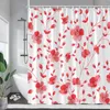 Cortinas de ducha Azul Floral Acuarela Flores Plantas Moderno Minimalista Tela de poliéster Decoración de baño Cortina de baño con ganchos