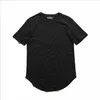 Męskie koszulki Zakrzywione rąbek Hip Hop T-shirt Men Urban Kpop Extended T Shirt Zwykły długi koszulki koszulki męskie ubrania Ubranie odzież DHH7N