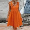 Sommer Frauen Kurzes Kleid V-ausschnitt Ärmellose Kleider Für Elegante Jacquard Design ALine Party Boho 240326