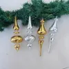 Decoração de festa 6 unidades/pacote folha de ouro pingente de vidro dia de natal prata pendurado ornamento presente amigo