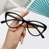 Solglasögon 2024 Triangle Cat Eye Glasses Fashion Classic Anti-Blue Ultra-Light Black Style Sun