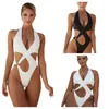 Costume da bagno bikini a tre punti con scollo europeo e americano con scollo incrociato da donna