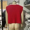 Kadın Örgü Kırmızı Kolsuz Üstler Ye Sweater 2024 Bahar Sonbahar Yaz Hardigan Ceketler Moda gevşek gündelik şık vintage