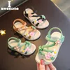 Sommer Kleine Mädchen Sandalen Blume Einfache Nette Rosa Grün Kinder Kleinkind Baby Weiche Casual Schule Mädchen Schuhe 240329