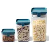 Bouteilles de stockage en plastique transparent, réservoir alimentaire scellé, boîte de conservation résistante à l'humidité, pot de céréales et de collations
