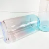 Wielokrotne Pusta sublimacja Ombre Crystal Ocean Niebieskie szkło przezroczyste przezroczyste różowe niebieskie gradientowe szklanie piwne szklane puszkę do opakowań UV DTF