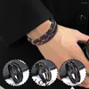 Bracelets de charme Bracelet en cuir noir classique obsidienne tissage multicouche main corde tissée rétro pour hommes bijoux cadeau X9H2