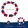 Decorative Flowers Red White Blue Garland King Charles III Party Set 4 Hand Ring Celebrate For Independence Day Coronation Gifts Her Hi